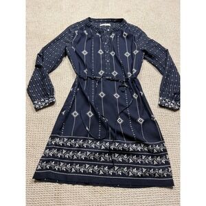 Navy and White Patterned Loft Dress